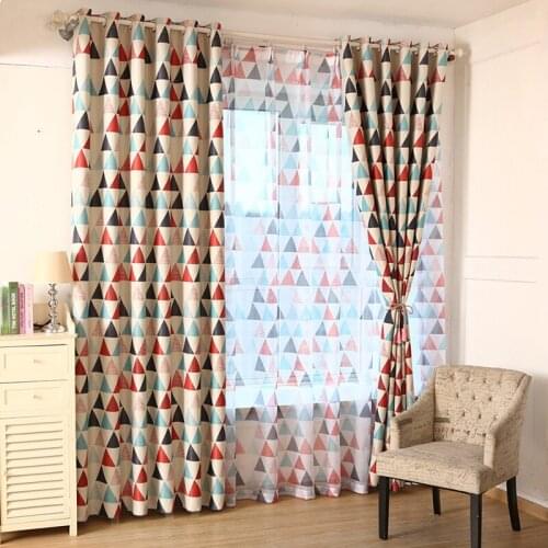 Color Triangle Blackout Window Curtains for Living Room Kitchen Blinds Finished Drapes Custom Made Green Red Curtain