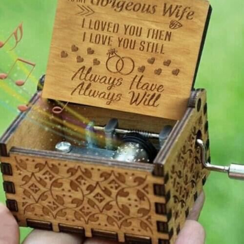 To My Wife Engraved Wood Music Box Anniversary Valentines' Gifts STTA889