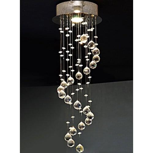 Crystal Pendant Light Bubble Column double entry Droplight luxurious Villa Spiral crystal lamps for bedroom homelighting