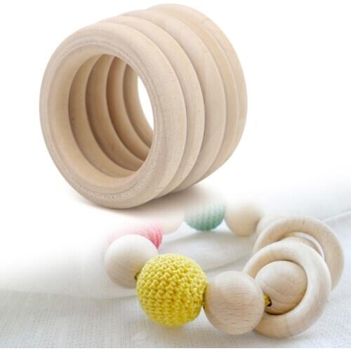 5Pcs Natural Wood Circle Ring Pendant Connectors Beads DIY Jewelry Findings 20mm 25mm 30mm 35mm 40mm 50mm 60mm 65mm