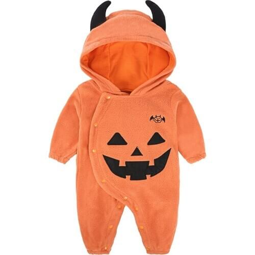 1 Pcs Cosplay Halloween Baby Boys Girl Onesie Clothes Children Romper Pumpkin Hooded Piece Costumes DDLG For Kids
