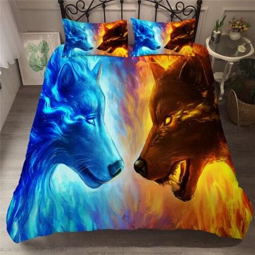 3D Wolf Bedding Set Cartoon Unicorn Duvet Cover Set Pillowcases Twin Full Queen King Sizes Adult Children Boys Girls Decor Gifts