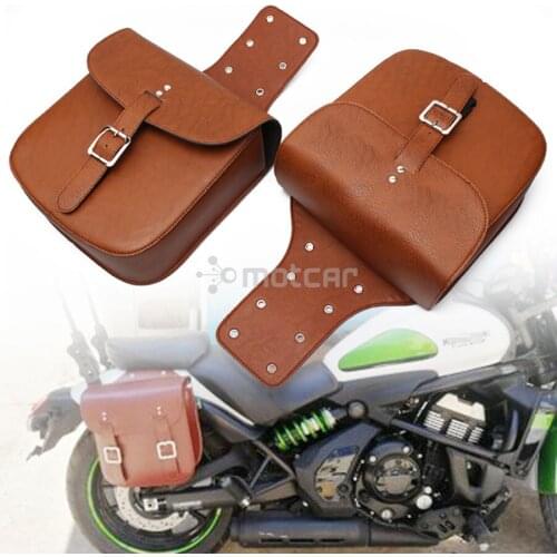 Brown PU Leather Tool Bags Luggage Saddle Bag Universal Fit For Motorcycle Harley Chopper Bobber Cruiser Dyna Softail Honda