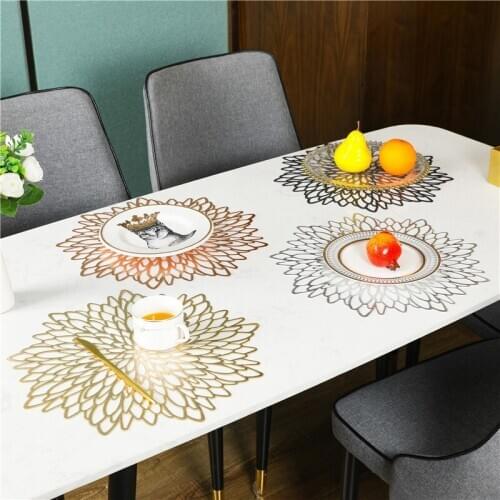Placemats For Kitchen Table PVC Round Coaster Pads Insulation Table Placemat Non-slip Mats Western Mat