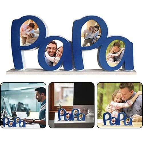 PAPA Letter Creative Photo Frame Ribbon-Shaped Belt Loop Fathers Day Birthday New Dad Gift Photo Frame Fastival Home Decoration