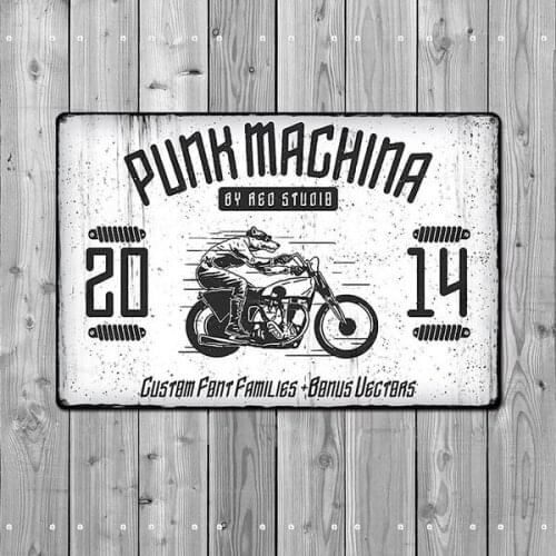 Metal Tin Sign Punk Motorcycle Decor Bar Pub Home Vintage Retro Poster Large :12X 8 Inches