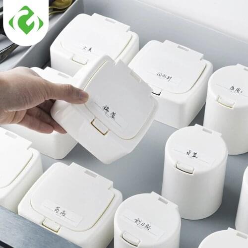 Mini Storage Box with label Cotton Swabs Toothpick Box Makeup Jewelry Organizer for Office Desktop Bedroom Drawer Storage Bucket