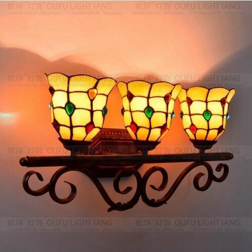 Tiffany fashion European style wall lamp Baroque Bohemia mirror light rustic bed-lighting lamps