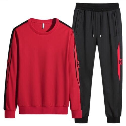 MenS Sportswear Suit Spring Autumn Jogging Sports Sets Young Male Student Fashion Tracksuit Sweatshirt + Pants Plus Size 7XL