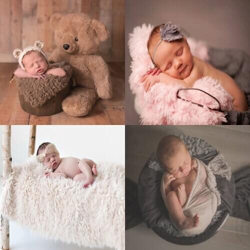 50*50cm Newborn Baby Soft Faux Fur Photograph Prop Blanket Infant Sleeping Swaddle Blankets