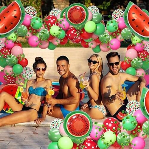 Birthdays Baloon Hawaiian Birthday Party Decorations Balloon Set Watermelon Balloon Chain Set Birthday Background Layout