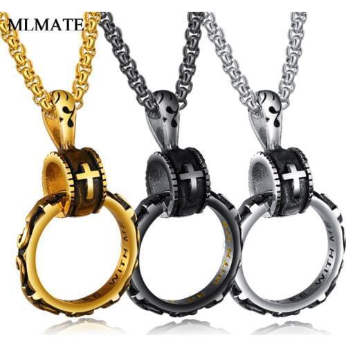 Punk Jesus Cross Necklace for Men Fashion Black Gold Cross Pendent with Chain Necklace Jewelry Gifts for Women