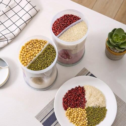 Utensils for In The Kitchen Whole Grain Storage Organizer Boxes Food Container Transparent Grid Sealed Jar Dried Beans Bottle