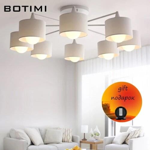 BOTIMI Japaness Ceiling Lights With Cloth Lampshades For Foyer White Lamparas de techo Surface Mounted Bedroom Lighting