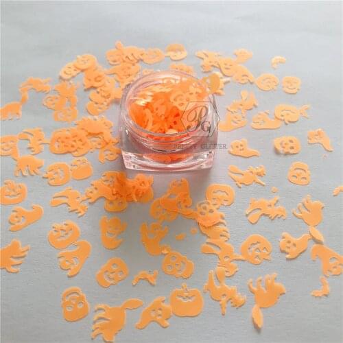 PrettyG 10g-200g Halloween Pumpkin Cat Ghost Witch Skull Shape Mix Glitter for Resin DIY Making Art Craft Nail Makeup Decoration