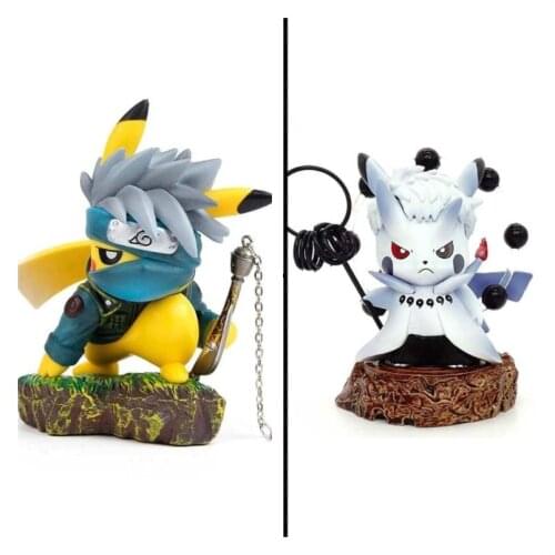 PVC 4" Pokemon Actions Figures GK Pikachu Cosplay Hatake Kakashi Uchiha Obito Modol Statues Collectible Birthday Gifts Dolls