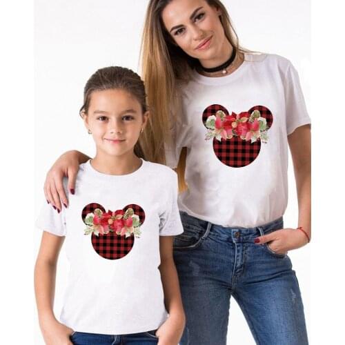 Family Look Family Matching Clothes Mickey Mouse Head Printed Funny Mommy And Me Father Son Tshirt Short Sleeve Children Tops