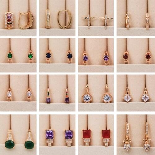 18K Trendy Gold Plated Copper Round Hoop Earrings Green Red Zirconia For Women Fashion Jewelry Accessories Wedding Anniversary