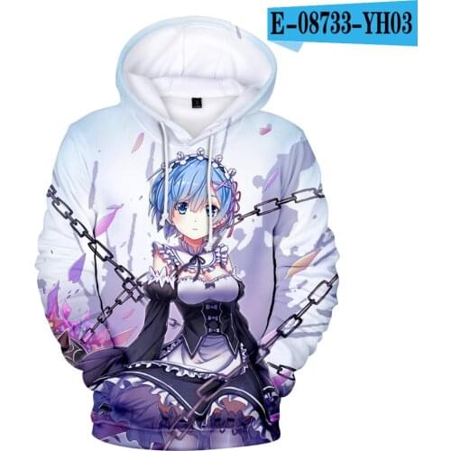 2021 Hip Hop Re Zero Rem 3D Hoodies New Twin maid Ram Pocket Hooded Anime Boy Girl Clothes Men Women Harajuku Sweatshirt Tops