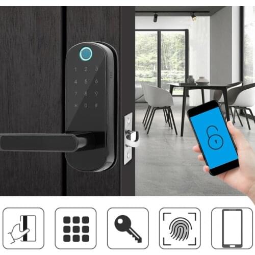Smart Fingerprint Door Handle Lock App WIFI Smart Electronic Lock Touch Screen Locks Digital Code Keypad Deadbolt For Home Hotel