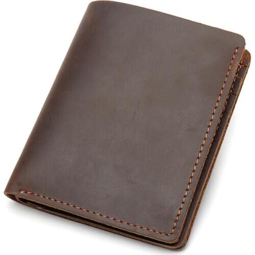 AETOO Top layer cowhide short wallet, leather change clip, crazy horse leather card bag