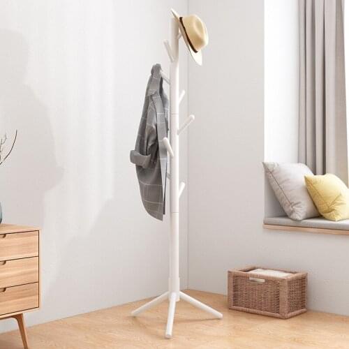 Modern Simple Solid Wood Coat Rack Floor Hanger Bedroom Clothes Rack Simple Single-pole Room Hanger for Household Use Hangers