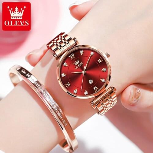OLEVS Watches Rose Gold Luxury Brand Diamond Quartz Ladies Wrist Watches Stainless steel Clock Female Watch relogio feminino