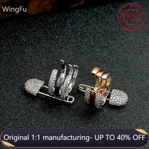 925 sterling silver rectangular pin round inlaid zircon ear clip luxury brand Monaco womens jewelry