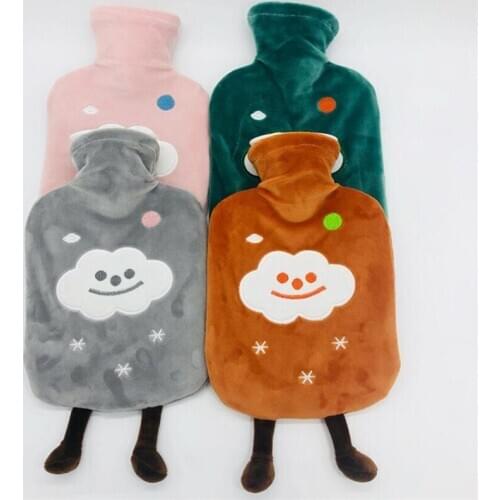 Winter Warm Heat Reusable Hand Warmer Cute Cloud Snowflake Stress Pain Relief Therapy Hot Water Bottle Bag Plush Soft Cover Gift