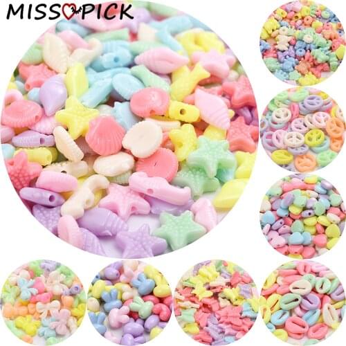 100pcs Acrylic Beads Heart Star Shell Bow Butterfly Loose Spacer Beads Charms for Jewelry Making Handmade DIY Bracelet Accessory