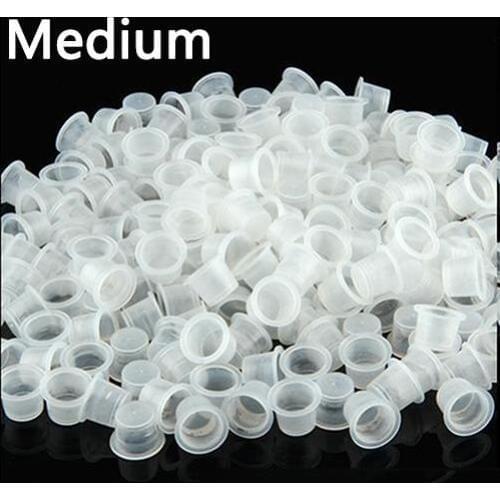 100Pcs Small Medium Large Clear White Plastic Tattoo Ink Cups Holder Supplies Clear Holder Container Cap Tattoo Accessory