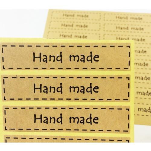 160Pcs/lot Dotted Frame Rectangular Gift hand made Stickers Kraft Paper Seal Sticker Seal Packaging Stickers Scrapbooking