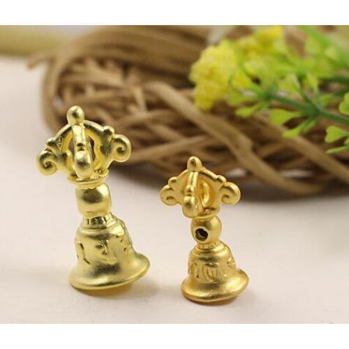 3D 100% 999 Silver Beads Pure Silver Tibetan Dorje Bell Bead Buddhist Dorje Bell Charm Tibetan Dorje amulet