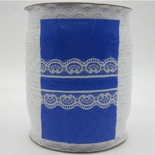 400yards White Lace Ribbon Roll Tape 22mm Width Clothing Wedding Dress Jewelry Embroidered Net Lace Trim Fabric Sewing Applique