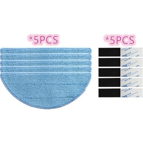5*Mop Cloth+5*magic paste for chuwi ilife v5s ilife v5 pro ilife x5 V3+ V5 V3 v5pro vacuum cleaner parts