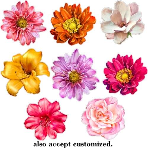 8pcs/set Colorful Rose Flower Vinyl Decals Car Laptop Luggage DIY Wall Stickers