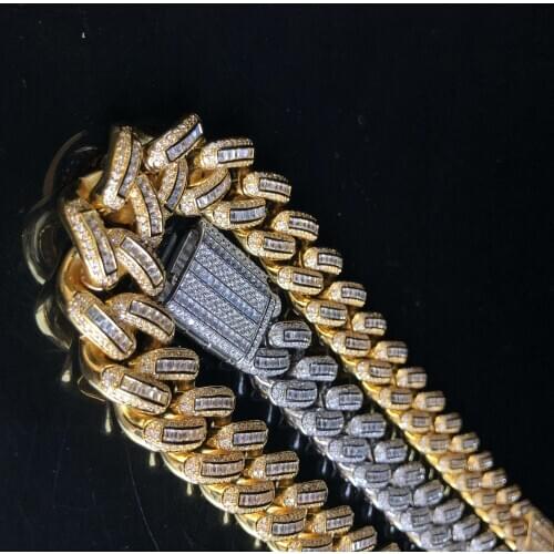 Baguette stone 18mm chain for men wholesale jewelry