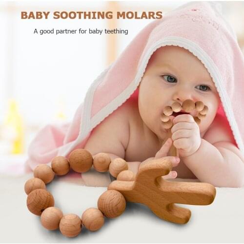 Cactus Teething Bracelet Wooden Baby Bead Bangle Teether Wristband Chew Toy Adjustable Wristband Beads Bangle Teething Rings
