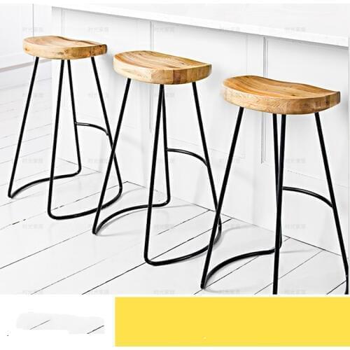 Wooden Metal Modern Minimalist Home Iron Wood Bar Chair Stool Fashion Cafe Bar Chair Stool