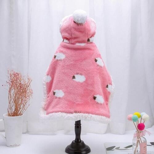 Breathable Pretty Pet Thickened Hooded Cape Coat Skin Friendly Pet Clothes Pompom for Festival