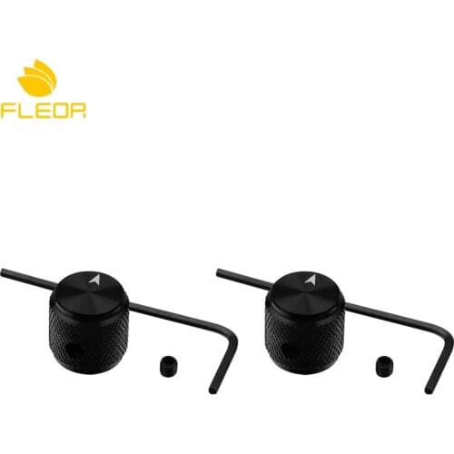 FLEOR 2pcs Black Knurled Metal Amp Amplifier Knobs Speaker Control Knobs with Set Screw for Electric Guitar
