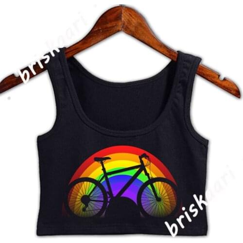 Mountainbike Rainbow Crop Top Women Sexy Plus Size 5xl Top Sleeveless Girls Graphic Spring Fitness Vest