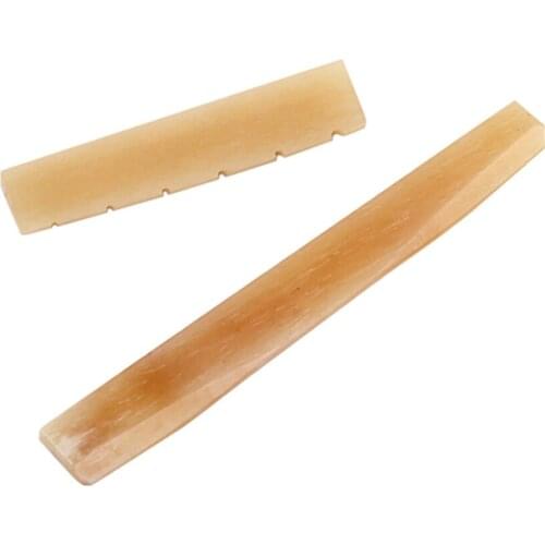 Bone 6-string Slotted Saddle Nut Set for Folk Acoustic Guitar Accessories
