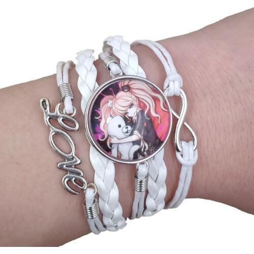 Anime Leather Bracelet Danganronpa:Trigger Happy Havoc Monokuma Time gem Handmade Multilayer Infinity Love Retro 001-006
