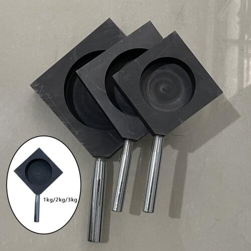 Round Graphite Tank Ingot Mould Molten Mould with Handle for Gold Silver Ingot Tips Graphite Trough Aluminum Copper Precious