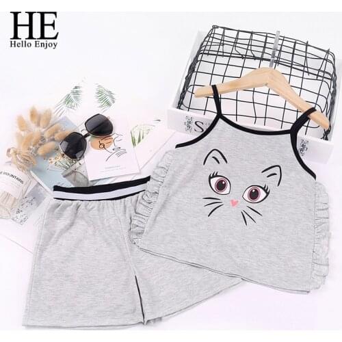 HE Hello Enjoy Summer New Born Baby Girl Clothes Set Toddler Girls Sleeveless Sling top+Shorts Outfits Casual Infant Clothing