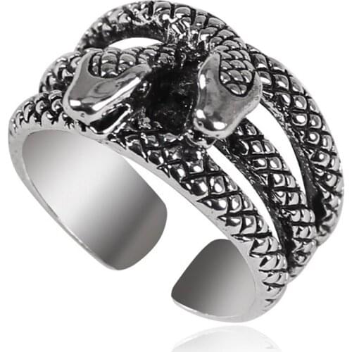 Punk Metal Snake Ring Unisex Adjustable Rings Creative Double Headed Snake Mens Ring Accessories Fashion Nightclub Jewelry