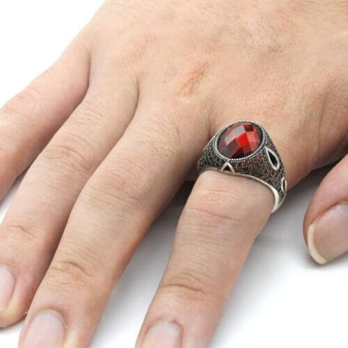 Turkish Jewelry Fashion Lady Ring Genuine 925 Sterling Silver Neutral Ring Glamour Jewelry Natural Zircon Mens Ring