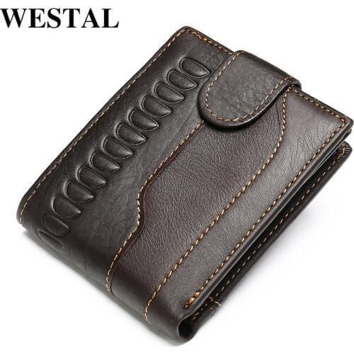WESTAL mens wallet genuine leather vintage crocodile pattern purse for mens card holder coin purse money slim wallet short 703
