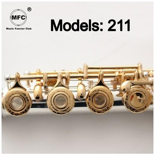 Music Fancier Club Flute 211 Engraving Hand Carved Keys Gold Plating Flutes B Leg Open Holes 17 Gold Keys